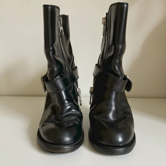 Chloe Black Calfskin Leather Grunge Moto Heel Boots 38 EU 8 US 2010s - Picture 3 of 10